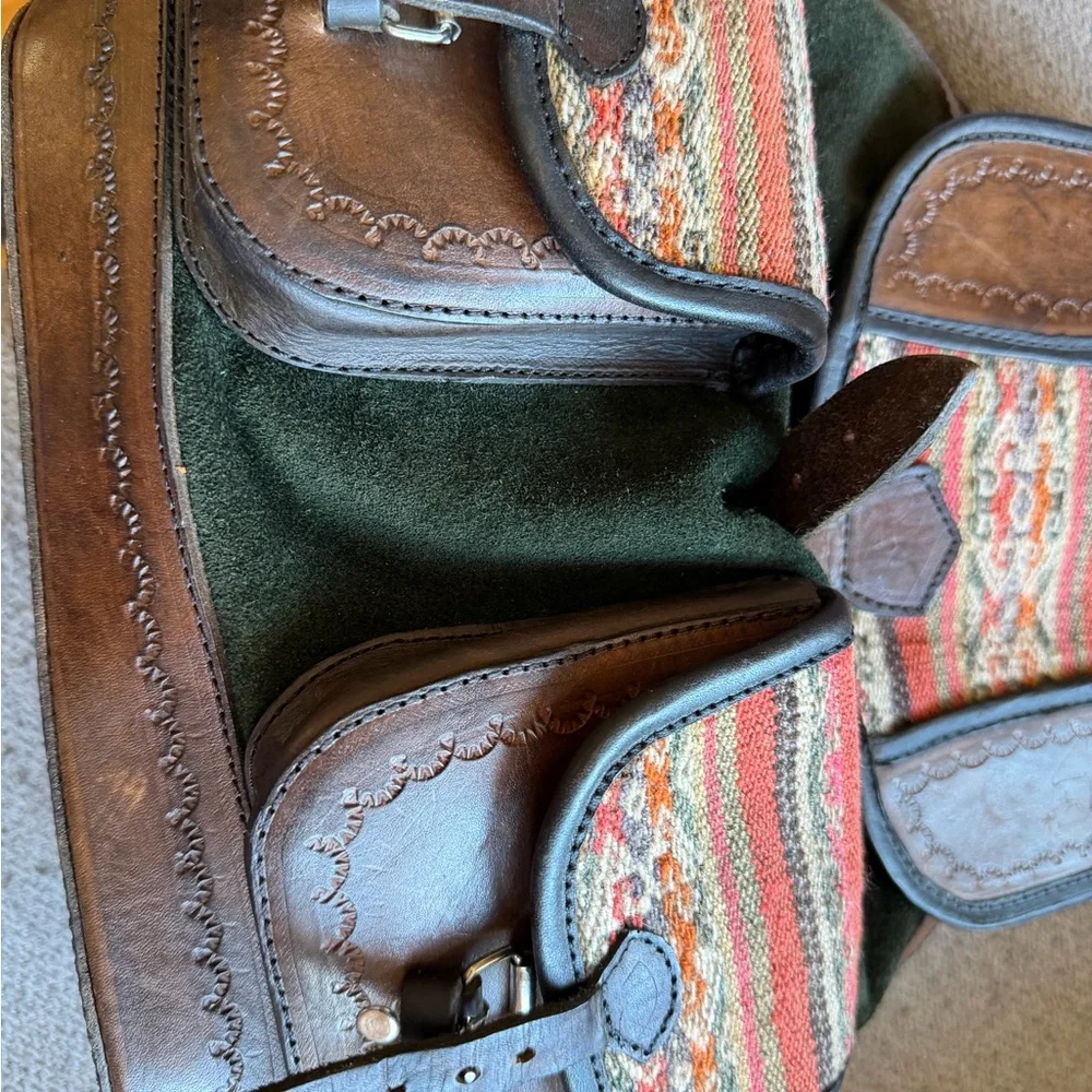 Vintage Peruvian Leather and Suede backpack